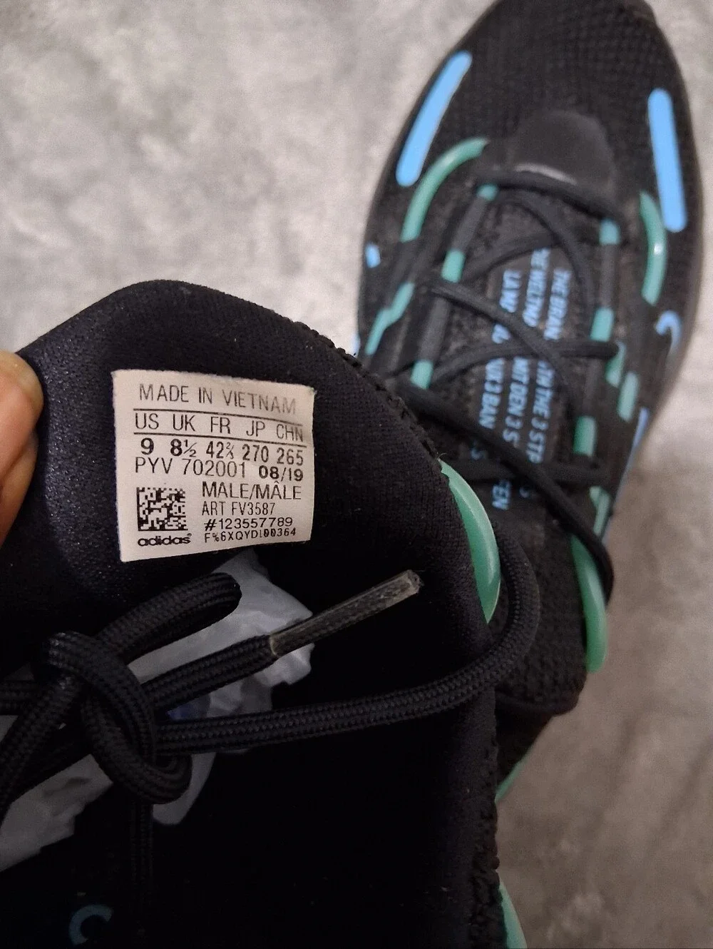 Adidas Lxcon Mens Running Shoes FV3587 Black Cyan Blue Men Size 9